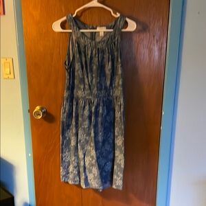 LOFT Blue and Gray Sleeveless Sundress